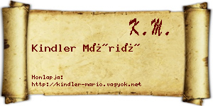 Kindler Márió névjegykártya
